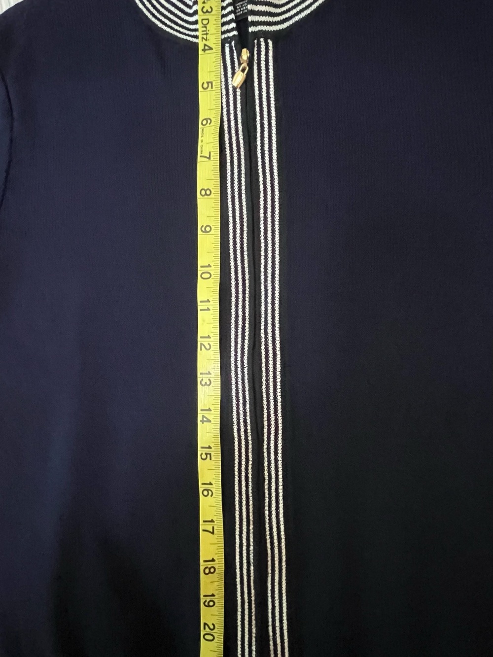 St. John Sport Navy and White &Black Striped Knit Zip Jacket - Picture 9 of 9